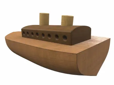 Wooden ship toy 6 Free 3D model