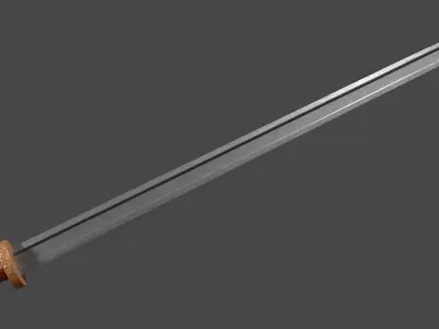 Langsax sword with Spatha handle Low-poly 3D model