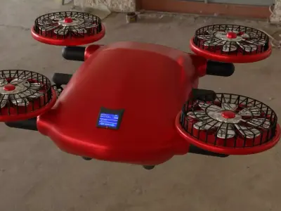 3D DRON MODEL drone with four propellers Low-poly 3D model