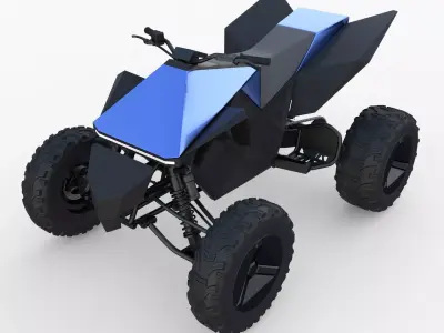 Tesla Cyberquad ATV Blue 3D model