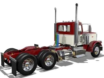 389 Day Cab Semi Truck 3D model