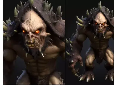 Mutant Spiked Ogre Monster Creature Sci Fi Alien Low-poly 3D model