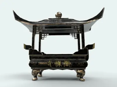 temple-square-censer chinese pagoda Low-poly 3D model