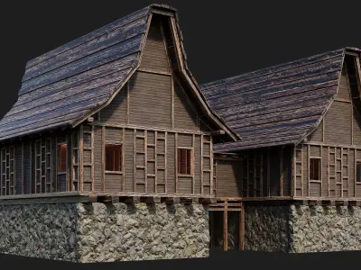 Old Medieval House Building 4K Textures GameReady 108 Low-poly 3D model