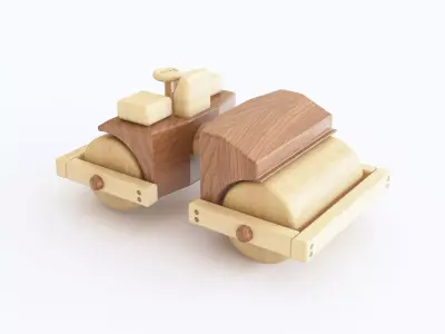Wooden toy roller 01 3D model