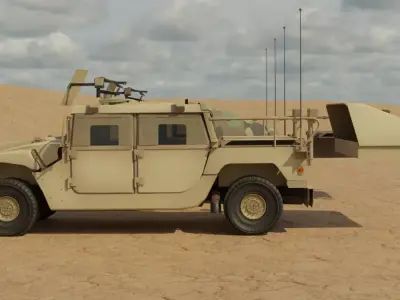 Military Hummer Low-poly 3D model