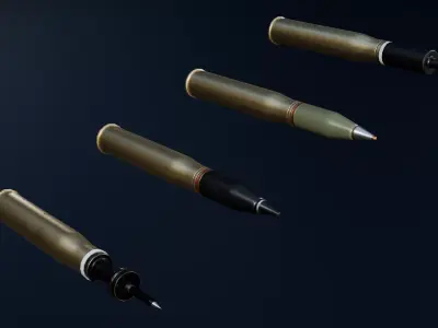  Shell 105mm Pack For AMX-30B2 and Nato Guns for 105mm  Low-poly 3D model
