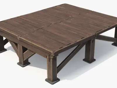 Old Timber Podium Reinforced Frame 3D model