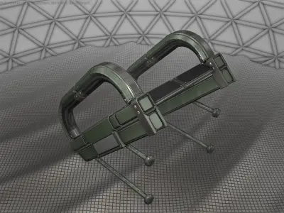 Sci-Fi Stairs - 9 - Green Version Low-poly 3D model
