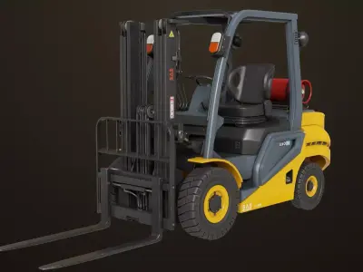 Forklift Trucks 02 and 03 Rigged All PBR Unity UE Textures 3D Model Pack