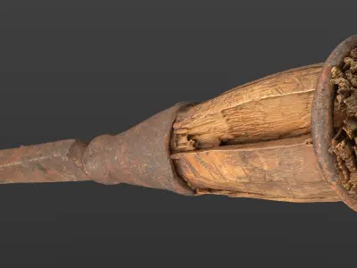 Chisel with wood handle Low-poly 3D model