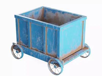 Old Mining Trolley 04 Low-poly 3D model