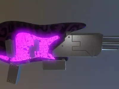 Guitar Gun Futuristic Low-poly 3D model