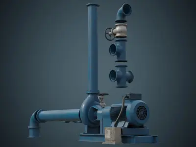 Water Pump 3B Low-poly 3D model