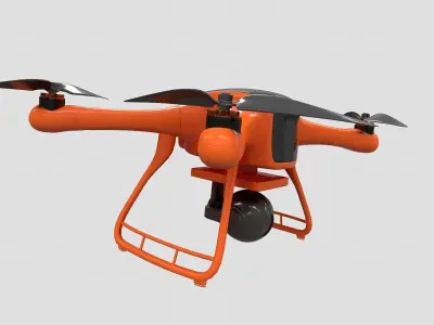 Dron animated Low-poly 3D model