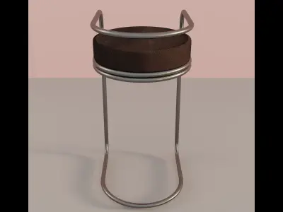 A bar stool with a round seat Free 3D model
