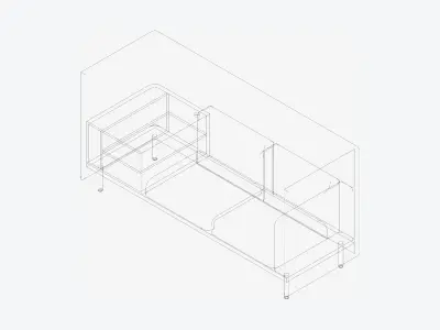 Furniture - Sofa - Contemporary - Flame - Corner Shelf - Left Low-poly 3D model