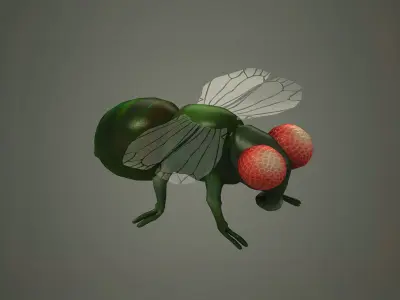cartoon fly fly beetle insect character 3D model