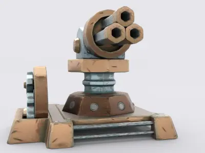 Cartoon Turret Low-poly 3D model
