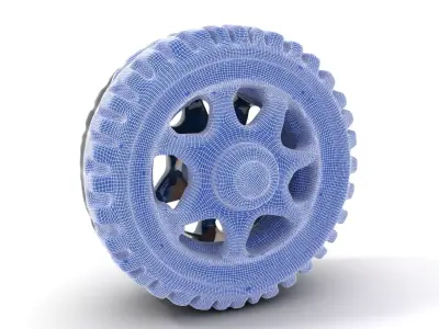 Futuristic OffRoad Wheel with LED Details Model Pack Low-poly 3D model