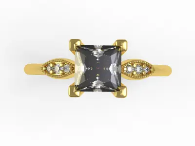 Antique Princess Diamond Marquise Shape Women Engagement Ring 3D print model