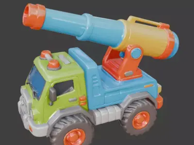 Stylized Water Cannon Utility Truck 3D Model Low-poly 3D model