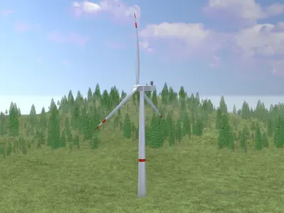 Wind turbine V1 H-120 RD 160 m Low-poly 3D model