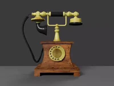 vintage old telephone Low-poly 3D model