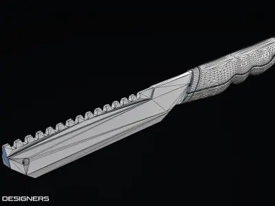 Chopper - Military combat Knife Low Poly PBR 3D Model Low-poly 3D model