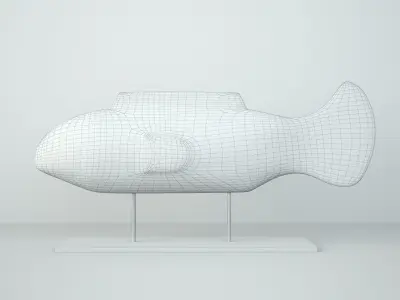 African wooden fish 2 3D model