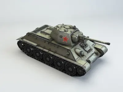 Low Poly T-34-76 1943 early medium tank Low-poly 3D model