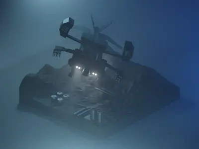 Cartoon Alien Dropship Scene 3D model