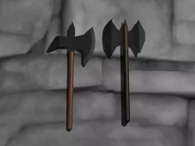 Battle Axe   Game Ready    Low Poly 3D Model  FREE Free low-poly 3D model