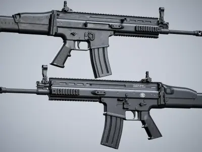 MK 16 FN SCAR-L modular Low-poly 3D model