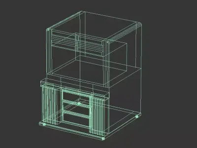 wooden TV case Low-poly 3D model