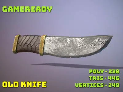 Low poly old knife - Game-ready asset - FPS Low-poly 3D model