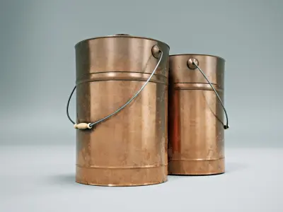 Galvanized Metal Bucket 3D model