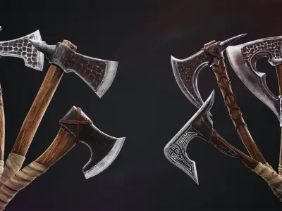 Viking Axes Low-poly 3D model