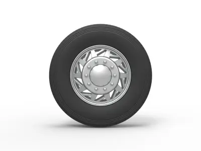 Front custom wheel of semi truck Version 14 Scale 1 to 25 3D print model