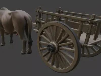 Realistic Bullock Cart 3D Model 3D model purchase