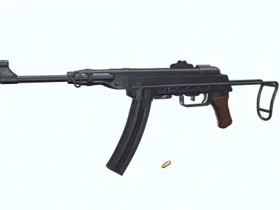 K50M North Vietnamese SMG Low-poly PBR Low-poly 3D model