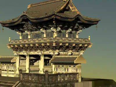 Nikko Tosho-gu Japanese Temple Gate Low-poly 3D model