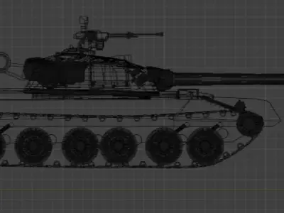 T 80 B low poly model  Low-poly 3D model