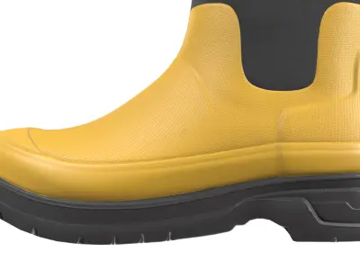 Yellow Short Rubber Boots 3D model