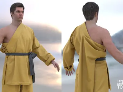 Man - Martial Uniform 3 - Modular - Rigged Low-poly 3D model