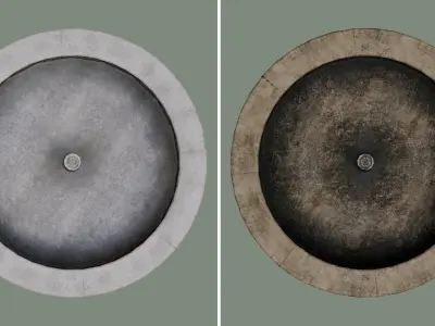 Old Garden Fountain water dirty stones Low-poly 3D model