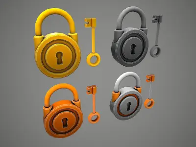 PADLOCK 6 CARTOON STYLIZED Low-poly 3D model