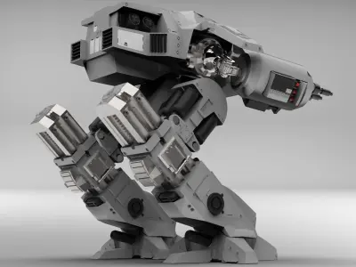 ED209 - Police Robot in High Poly 3D model