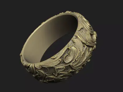 Pattern ring Luxury Queen expensive royal relief floral laser 3D print model