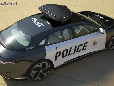 Lucid Air Electric Police Car with Drone Launch Pad 3D model
